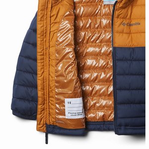 Columbia Powder Lite™ Hooded Jacka Pojkar Marinblå/Guld (WXHKA2389)